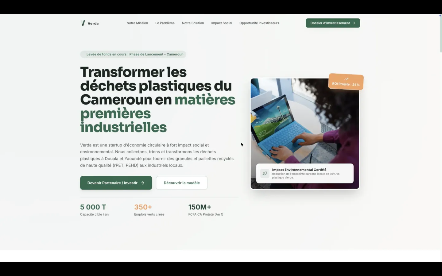 The Verda website online, hosted in Africa